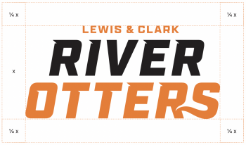 Vertical wordmark showing clear space around image.
