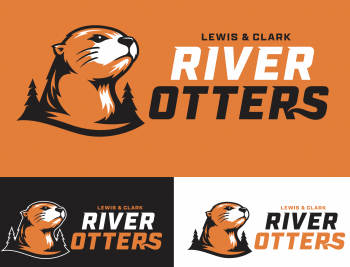 Primary horizontal lockup over orange, black, and white backgrounds.