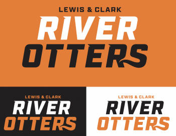 The vertical wordmark over orange, black, and white backgrounds.