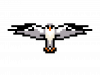 8-bit graphic of a flying riverhawk.