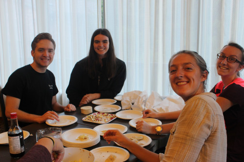 Students in Platt-Howard help make potstickers with the TCK Club.