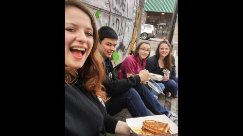 TCKs explore the Alder St. Food Cart Pod downtown.