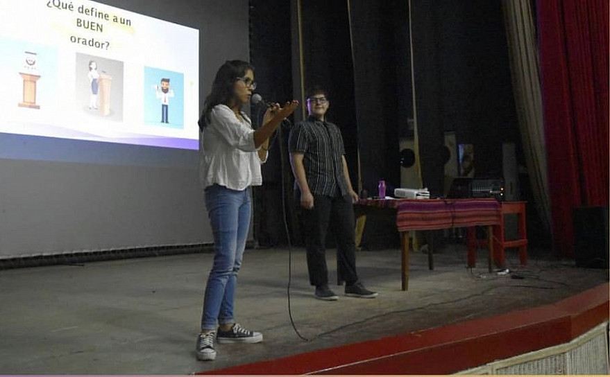 José Maidana and speaker providing workshop on soft skills, public speaking. Salta Province, Argentina.