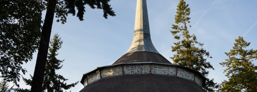 Chapel Skyline with Trees and Blue Sky