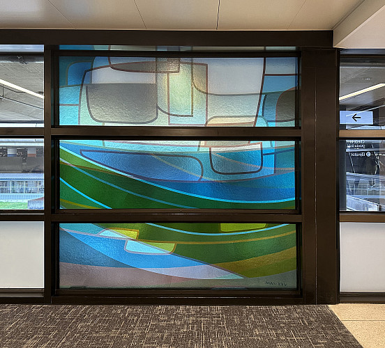 Outer Coast. Each of the artworks consists of two distinct compositions in translucent glass, layered one in front of the other, creating...
