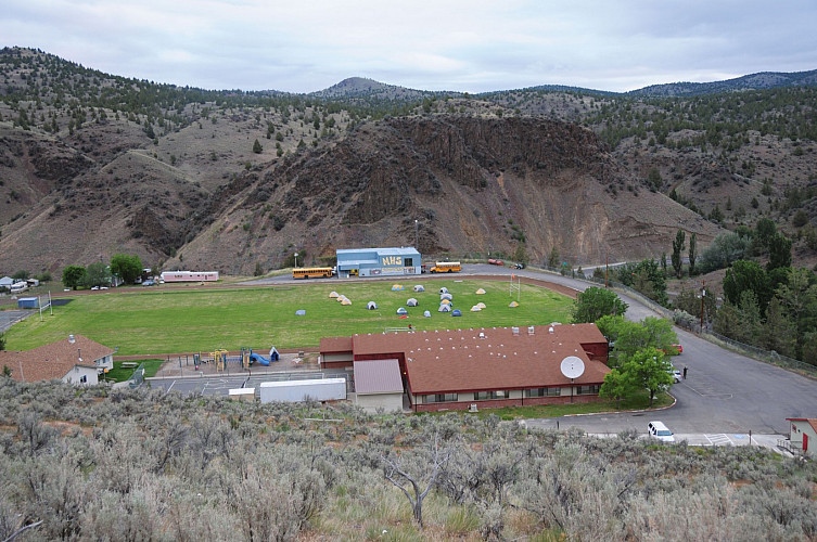 Participants camped out on Mitchell High School's sports field.