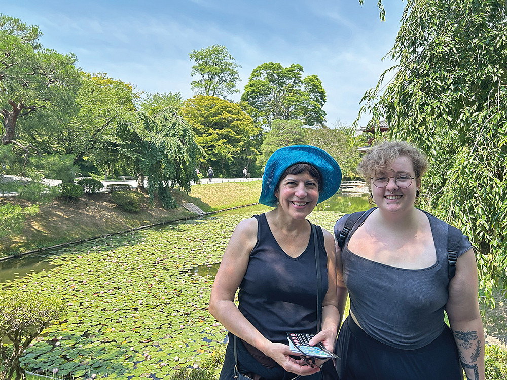 Professor Dawn Odell and Zoe Steele BA '25 at the gardens of the Byodoin, Uji, Japan.