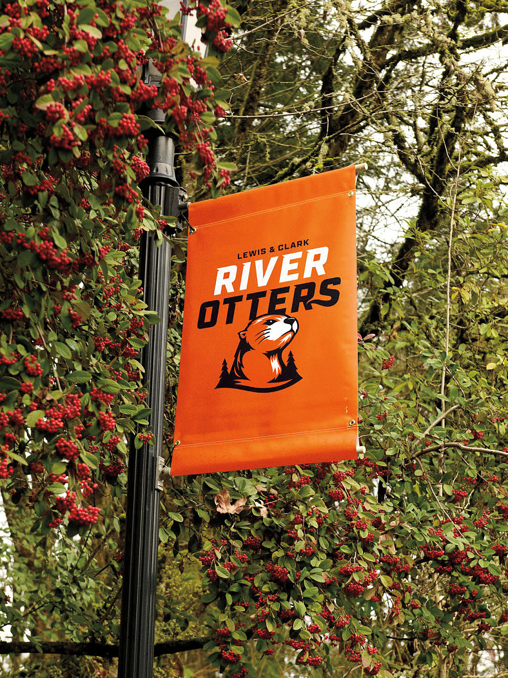 River Otter pole banners enlivened campus.