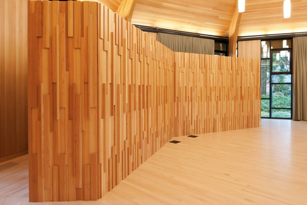 Much of the wood in Gregg Pavilion is Douglas Fir, which was milled from five trees that were located where the building now stands. The ...