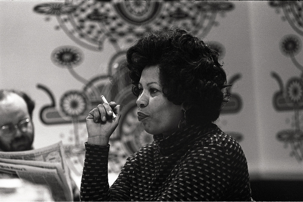 Nobel Prize-winning novelist Toni Morrison at a literature panel for the National Endowment of the Arts, New York, December 1973.
