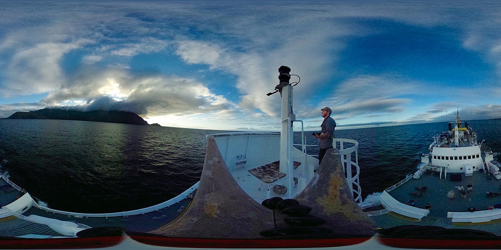 Sunrise from the crow's nest of the National Geographic Endeavour-- Bolivar Channel, Galapagos.