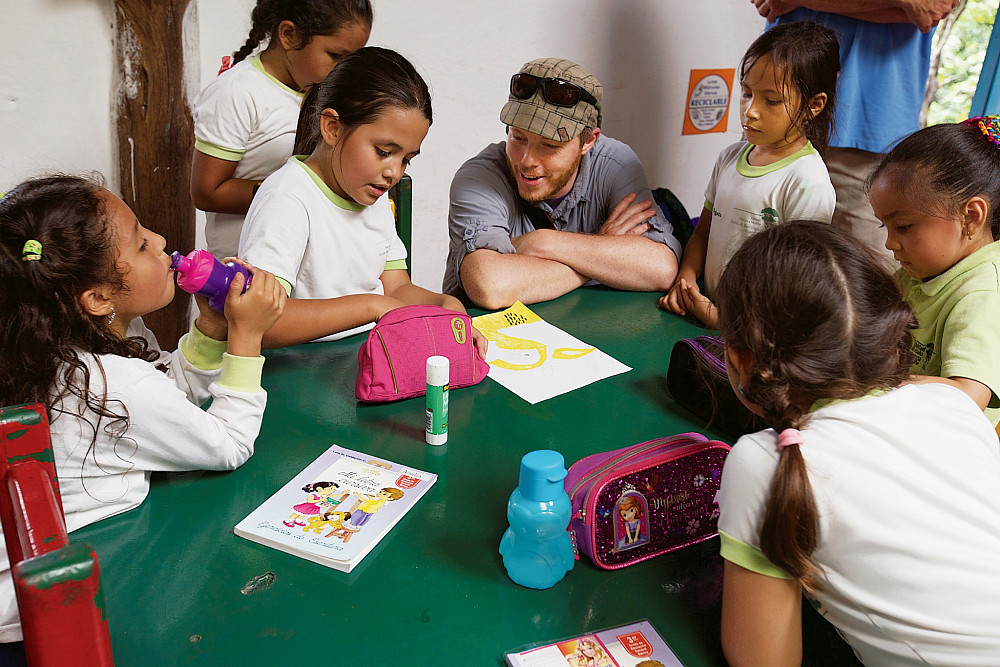 Visiting with students at Tomas de Berlanga School-- Santa Cruz Island, Galapagos.