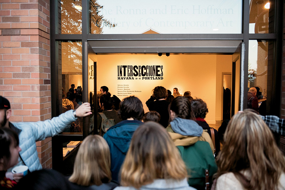 A packed house for the opening reception in the Hoffman Gallery.