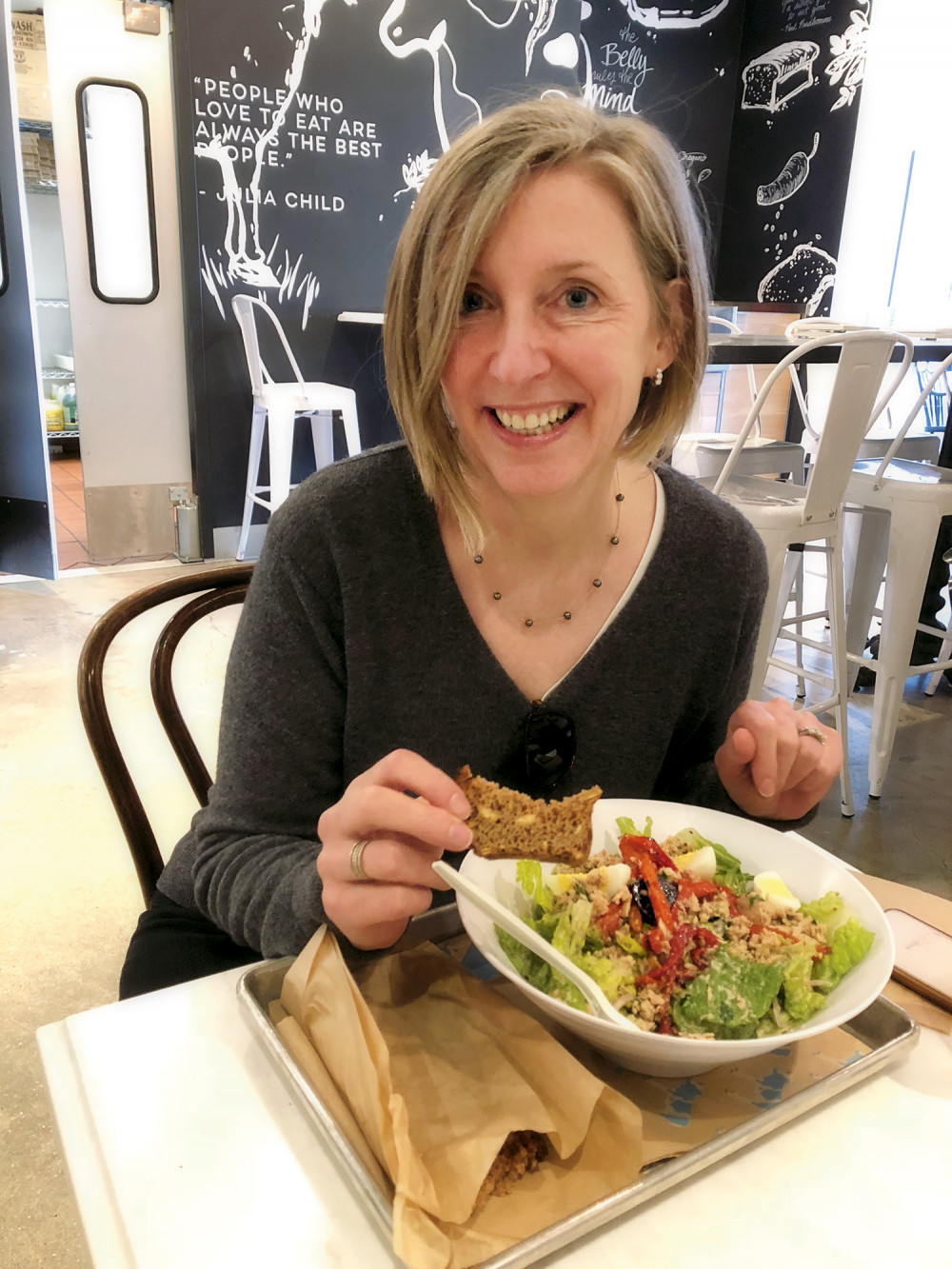 Photo of Amelia Wilcox having a salad