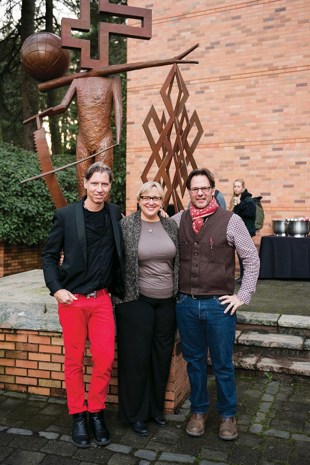 Exhibition co-curators Elliott Young, professor of history; Linda Tesner, gallery director; and Daniel Duford, visiting associate profess...
