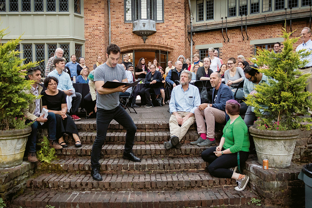 Staged reading of ?imek's translation of The Seagull, presented on the Frank Manor House steps as part of the Chekhov Symposium.