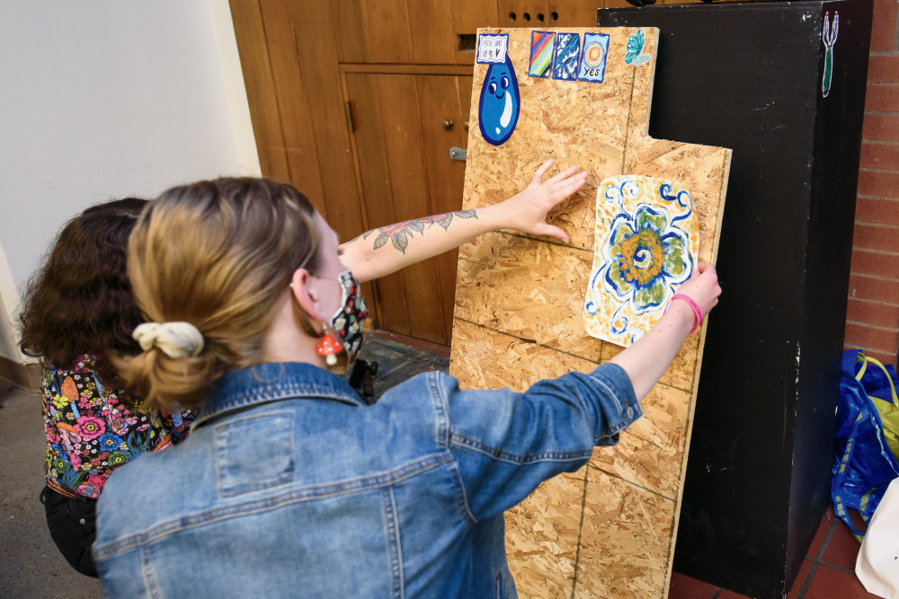 Back on campus, students took part in a hands-on art workshop with a local artist known as Wokefa...