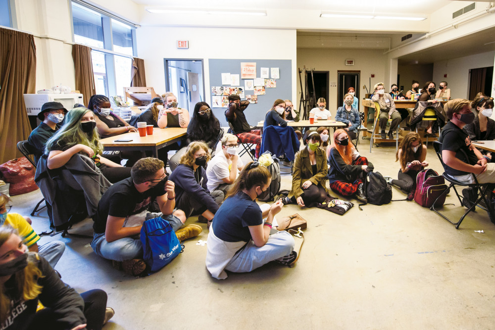 Back on campus, students took part in a hands-on art workshop with a local artist known as Wokefa...