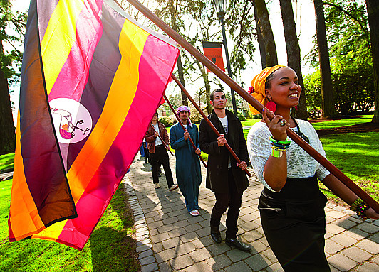 Installation Ceremony - During a gloriously sunny day, Lewis & Clark's international students and TCKs (Third Culture Kids) carr...