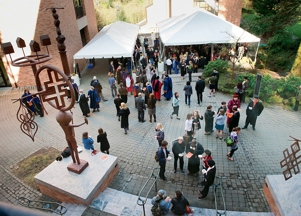 Reception - Following the installation ceremony, guests walked along a flag-adorned path to Lewis & Clark's Hoffman Gallery of C...