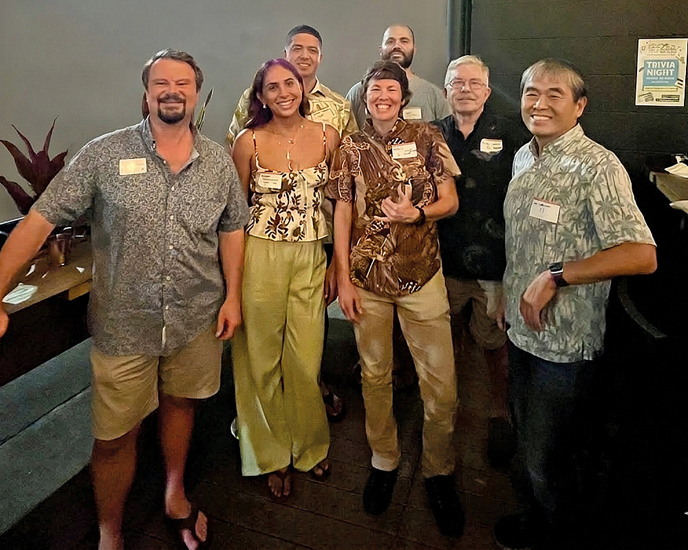 The Hawai'i Alumni Chapter gathered for a happy hour in Honolulu. Stephen LeBoutillier BA '00 (far left), AVP for engagement, shared coll...