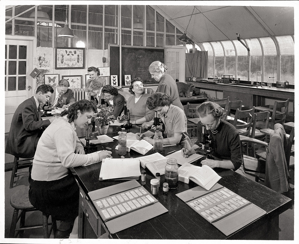 Professor Florence Peebles and Biology Class, ca. 1945