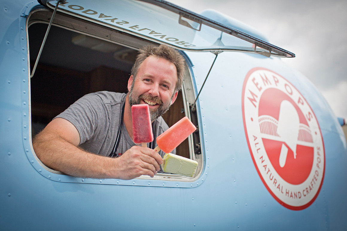 Chris Taylor sells his iconic Mempops from two brick-and-mortar stores, five Airstream trailers, and 15 carts throughout Memphis.