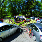 Members of the law school faculty walk the walk, commuting to work in hybrid cars, by bike, and on foot.