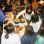Members of the PEAS community learn to cook locally harvested food at Tryon Life Community Farm.