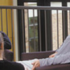 Conner Garvey, a first-year student at the center of one of the College's advising teams.