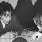 Above: Rev. Bernice King talks with a student at a reception and book signing following her lecture. Her most recent book is Hard Questio...