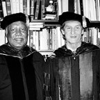 Left: Author Ernest Gaines (left) and Professor John F. Callahan. Lewis & Clark awarded Gaines an honorary doctorate in humane letter...