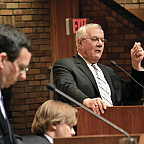 Barney Frank (right), former U.S. representative from Massachusetts, and Walter Lohman, director of the Heritage Foundation's Asian Studi...