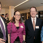 Trustee Tom Rasmussen BS '79, Eve Koltuv, President Barry Glassner, and Assistant Professor  of Biology Tamily Weissman-Unni.