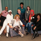 From left: Visiting Assistant Professor Kim Cameron-Dominguez, keynote Yaba Blay, keynote Michaela Angela Davis, cochair Tyler Wayne Patt...