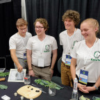 Cleantech Challenge finalists Ian Dechow BA '16,  Joshua Proto BA '16, Blake Slattengren BA '18,  and Emily Kelley BA '16.
