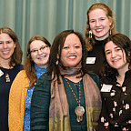 Keynote speaker Anna Guevarra (center) with (from left) Kim Brodkin, associate professor with term of humanities and faculty director of ...