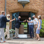 A Toast to Don and Betty Balmer--Josh Walter, vice president for advancement; Andy Balmer BS '79; President Wim Wiewel; the Hon. Tom Balm...