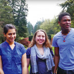 Project for Peace team members: Parul Sohal CAS '17, Kayla Nachtsheim BA '15, and Valcourt Honore CAS '17.