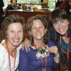 Then and Now--During their 25th class reunion, Bertina Loeffler Sedlack BA '87, Leslie Thatcher Wales BA '87, and Carol Timm BA '87...