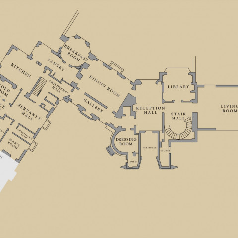 Herman Brookman's architectural plan, main floor, Frank Manor House