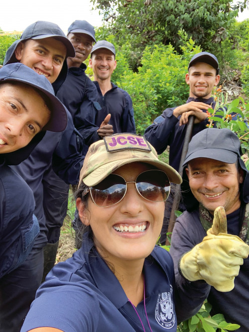 In Colombia with a coca eradication team, part of an effort to address cocaine production