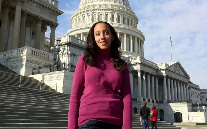 Haben and her companion Maxine at the U.S. Capitol.
