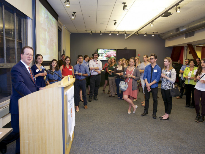 President Barry Glassner and guests at the Sierra Club headquarters.