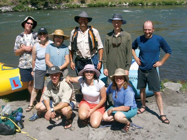 Back row: Manuel Oliver, Harfijah Chung Oliver '93, Sally Earll MEd '03, Mark Sher-Kenney, Bernhard Masterson '93, and Dave DeSilva '93...