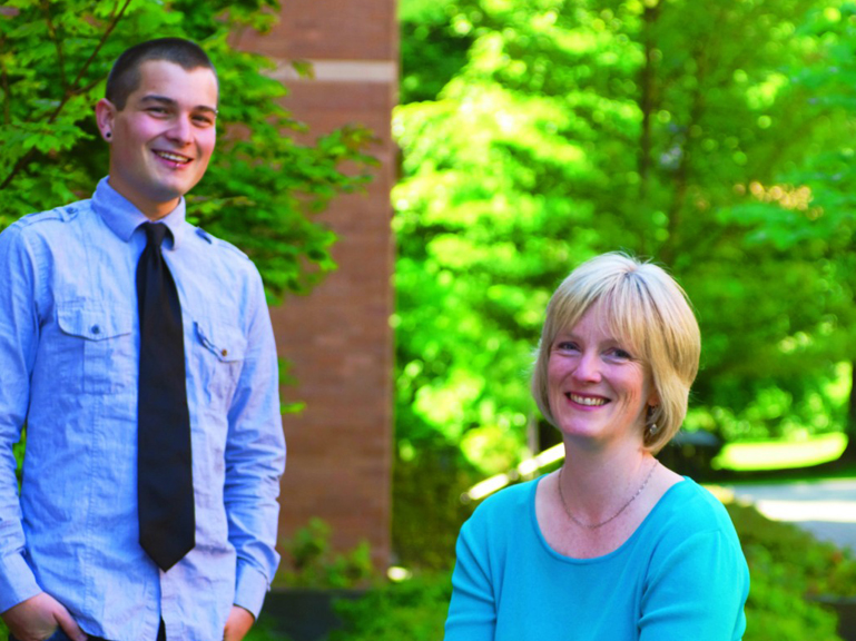 Daena Goldsmith BS '86, professor of communication, and Gregory Miller BA '10