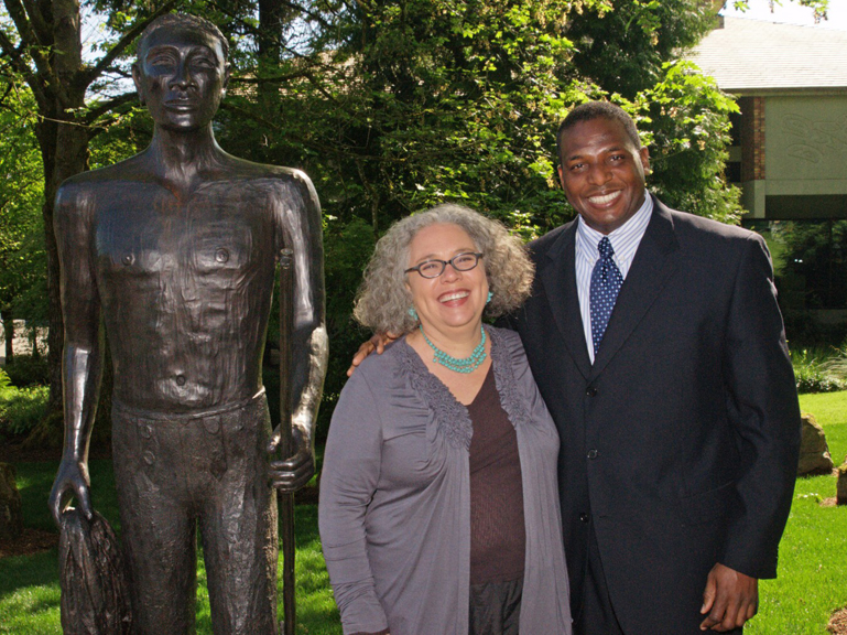 Artist Alson Saar with Charles Neal JD '07, originator of the York project.