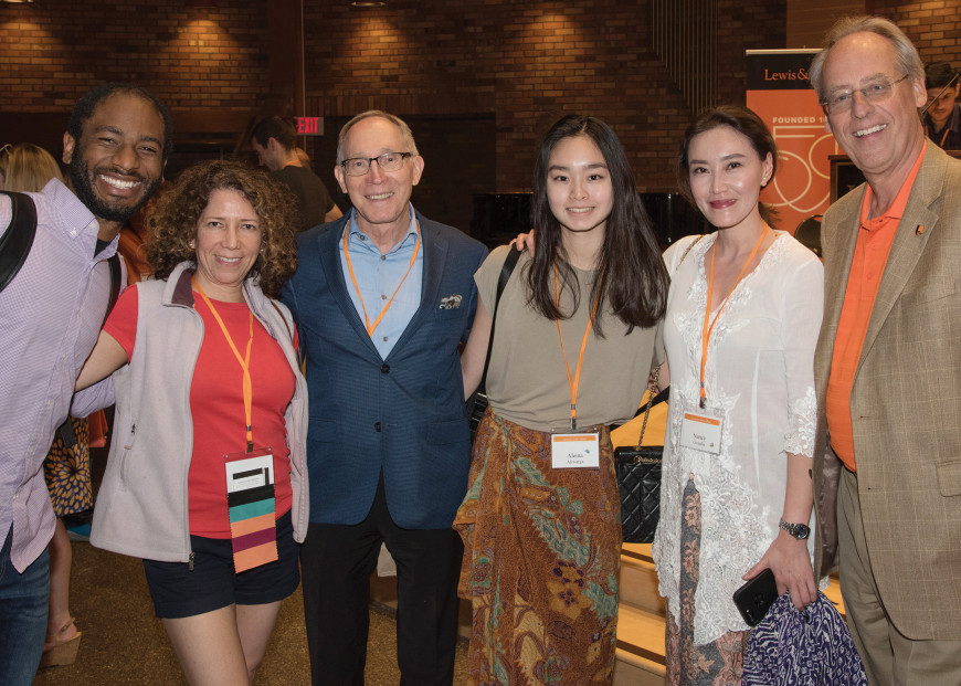 President Wiewel (far right) and Greg Caldwell (center), former director of international students and scholars, mingle with internationa...