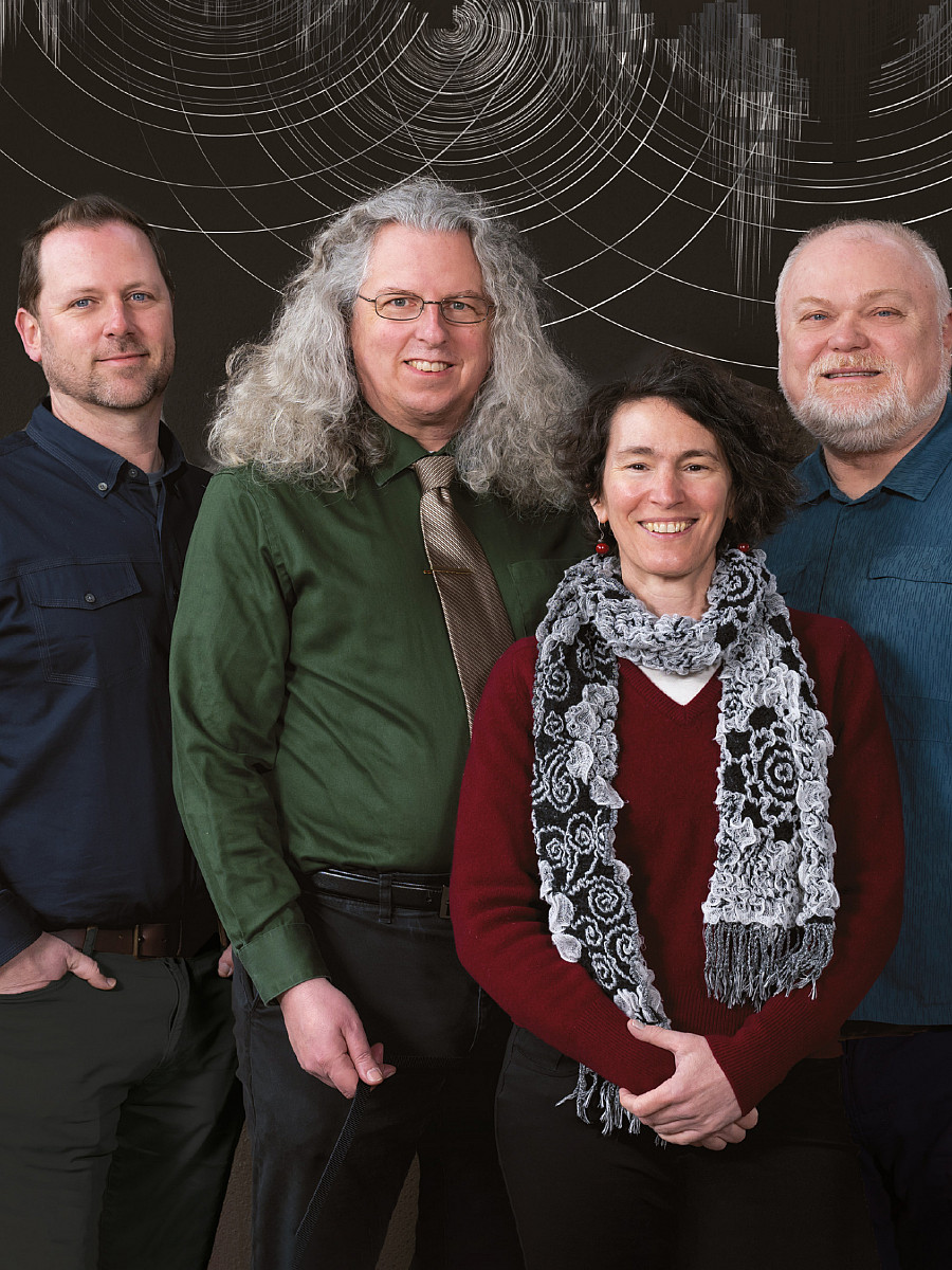 The faculty team (from left): Professors Bryan Sebok, Peter Drake, Liz Safran, and Erik Nilsen.