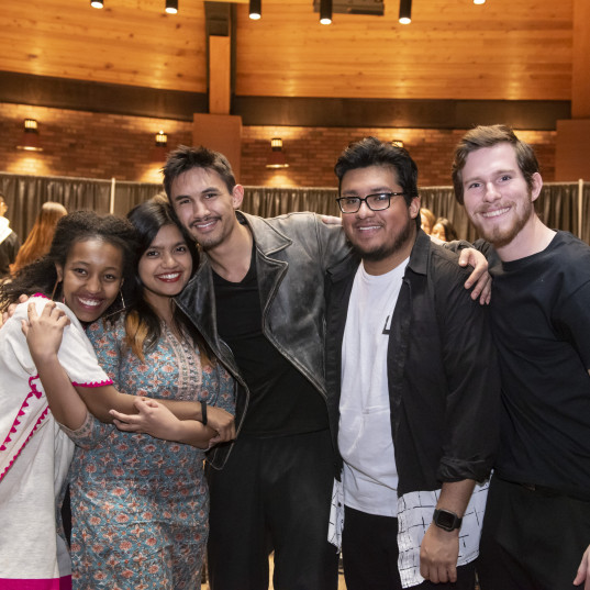 Students smile for the camera at the 2019 International Fair.